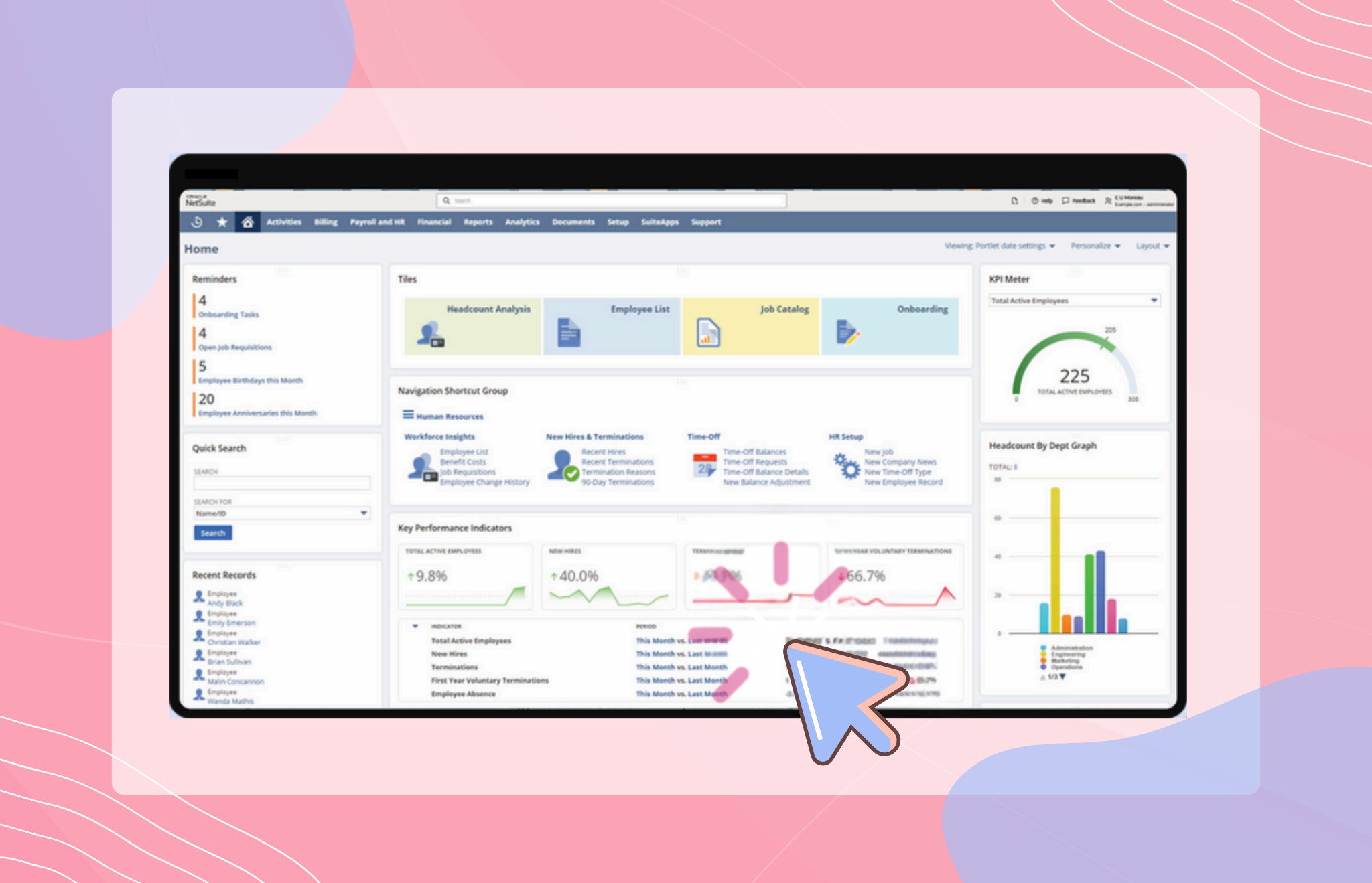 NetSuite ERP dashboard